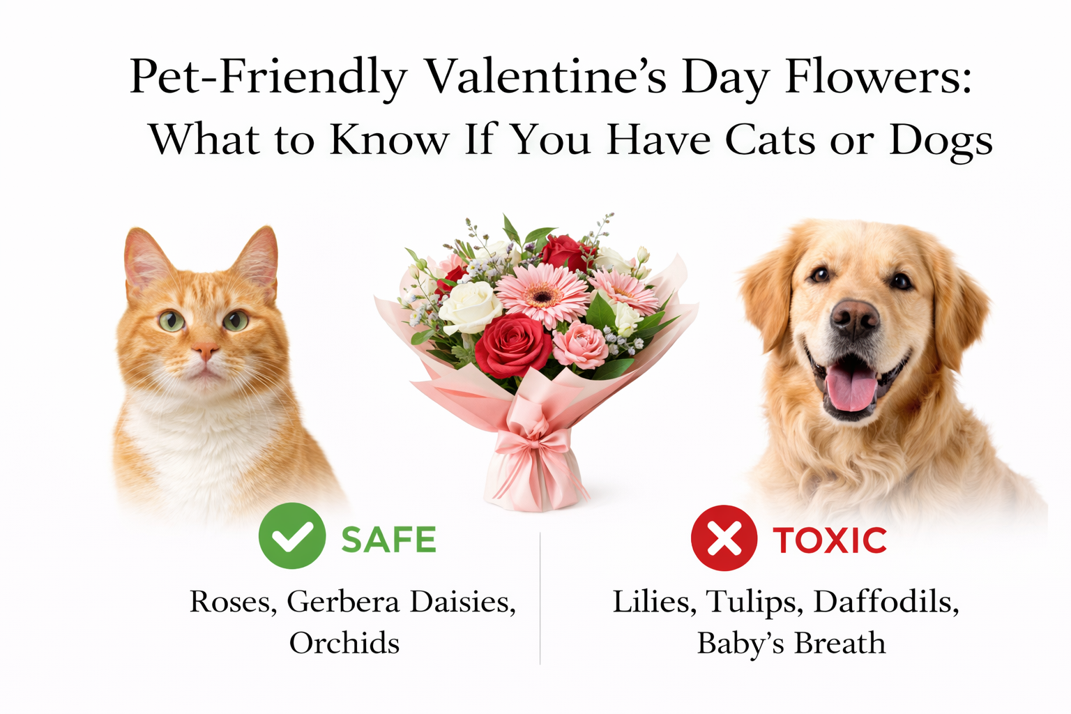 Pet-Friendly Valentine's Day Flowers: What to Know If You Have Cats or Dogs