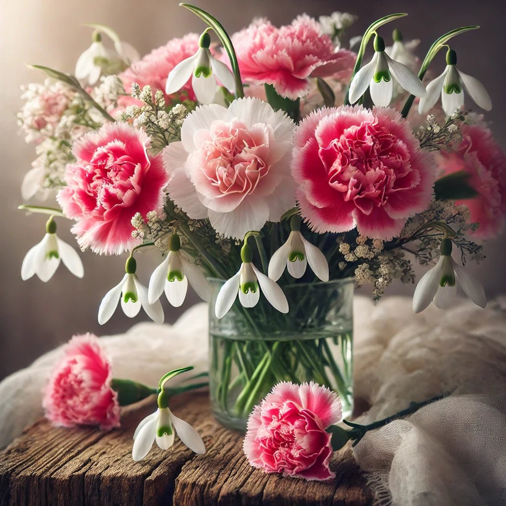 January Birth Flowers: Carnation and Snowdrop