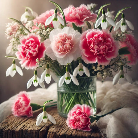 January Birth Flowers: Carnation and Snowdrop