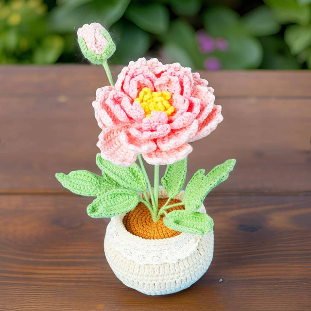 Crochet Peony Flower Pot