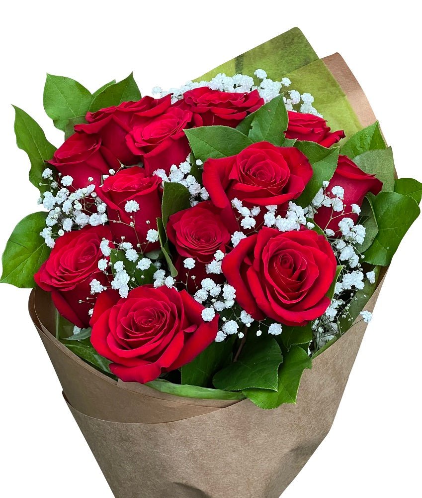One Dozen Rose Wrapped Bouquet – Kremp Florist