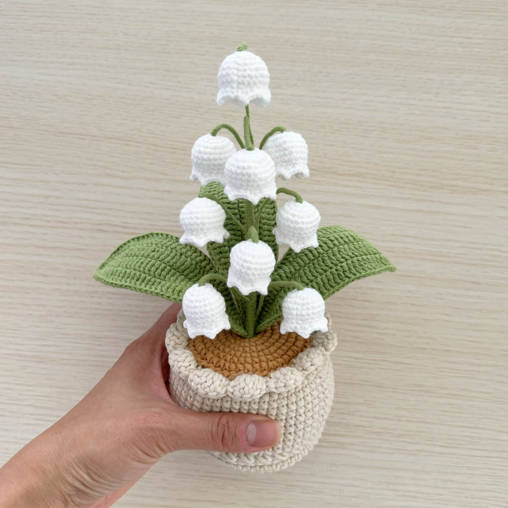 Handmade crochet lily of the valley plant