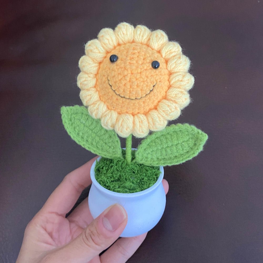 Mini Crochet Happy Sunflower Pot