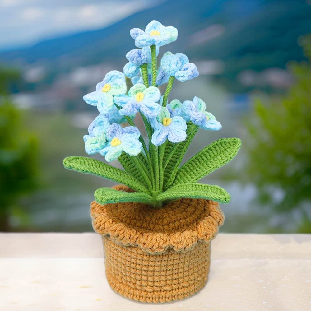 Crochet Blue Forget Me Not Flower Pot