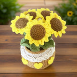 Crochet Sunflowers in Crochet Flower Pot