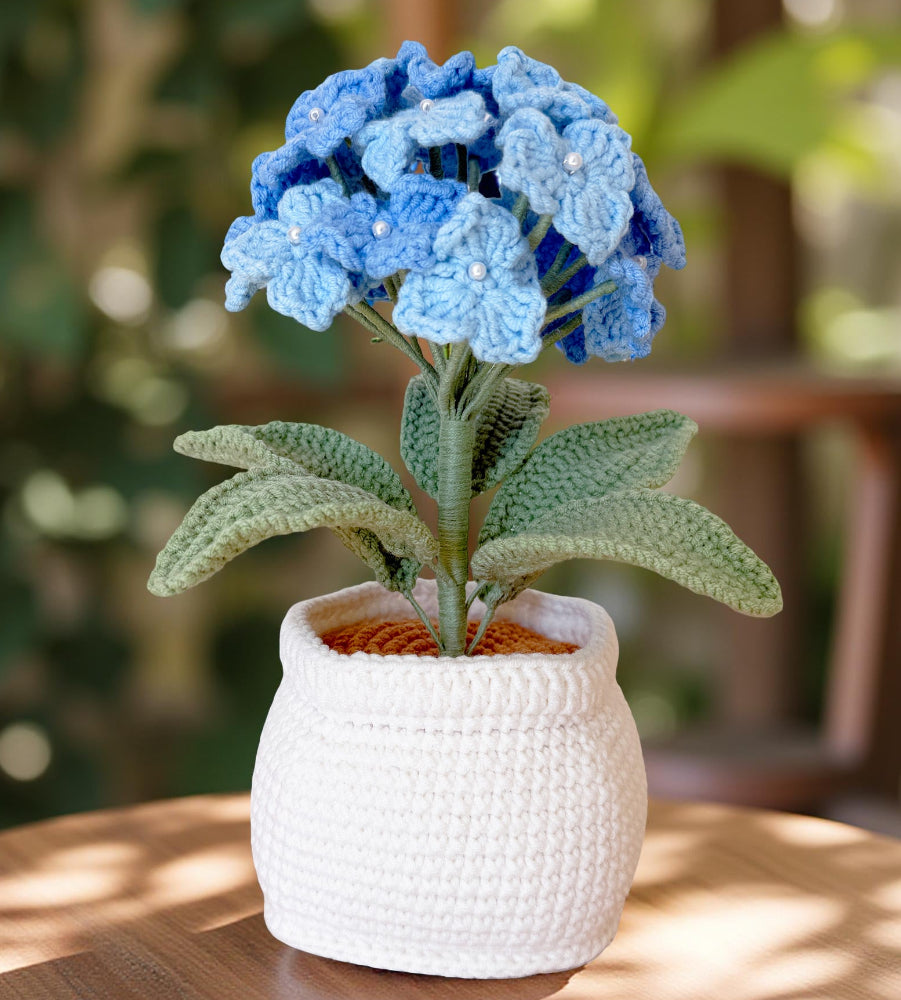 Crochet Blue Forget Me Not Flower Pot