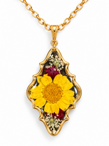 Garden Bouquet Vintage Pendant with preserved flowers