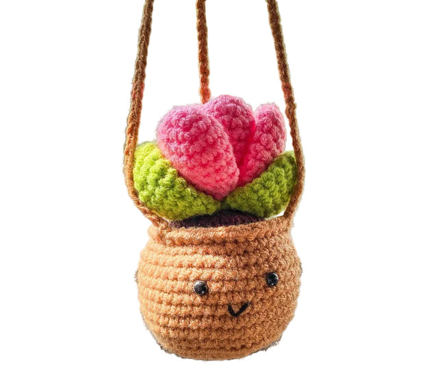 Crochet Hanging Succulent Car Charm