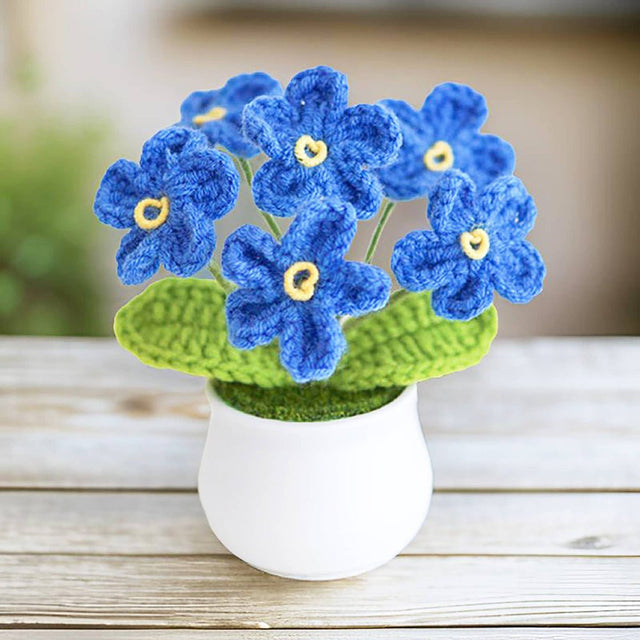 Crochet Mini Forget Me Not Plant in Pot