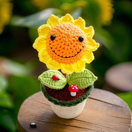 Happy Sunflower with Ladybug