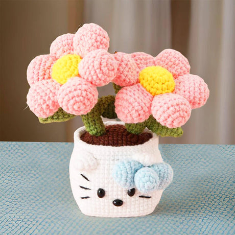 Crochet Kitty Flower Pot