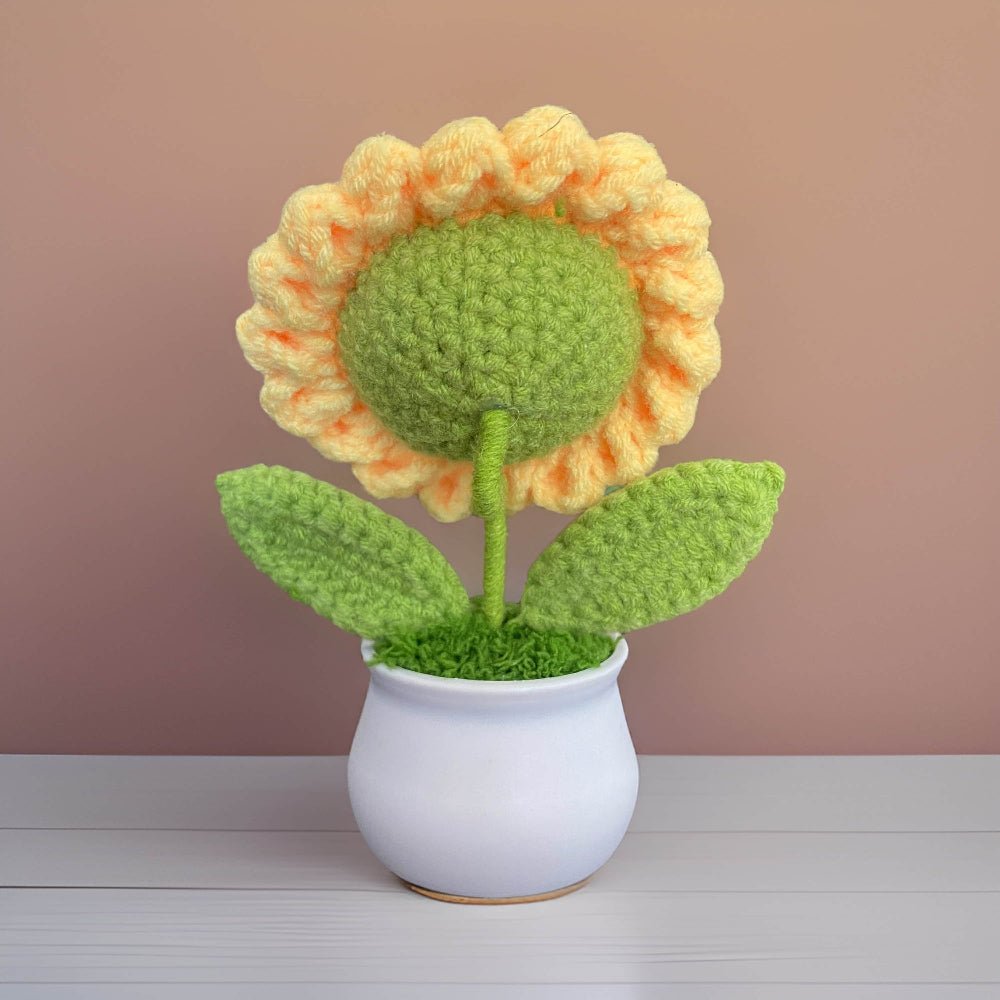 Back of Crochet Happy Sunflower