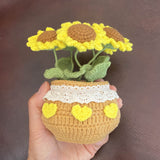 Handmade Crochet Sunflowers in Pot