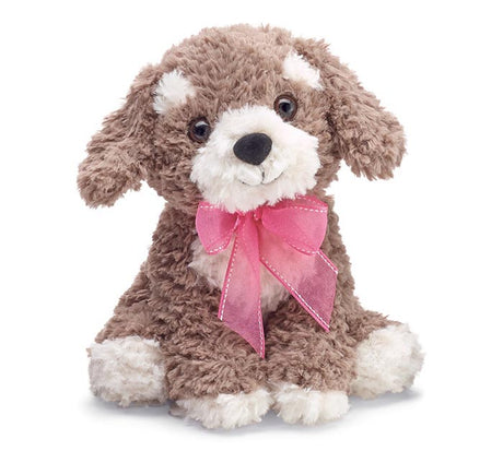 Curly Puppy Plush Dog with pink bow