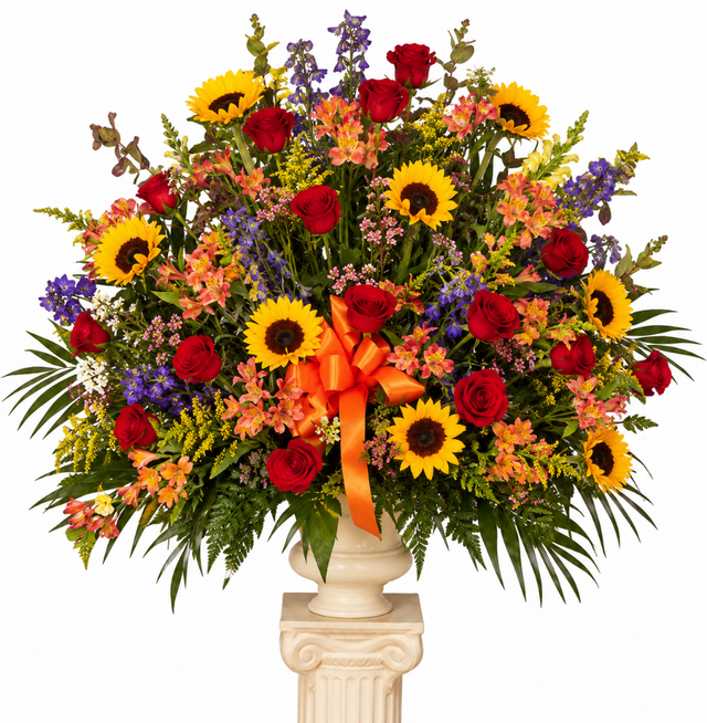 Mixed Garden Funeral Flower Basket