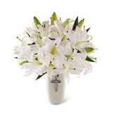 FTD Faithful Blessings Bouquet of white lilies in cross vase Premium