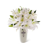 FTD Faithful Blessings Bouquet of white lilies in cross vase Standard