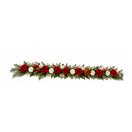 Hinge spray of red and white flowers for funeral