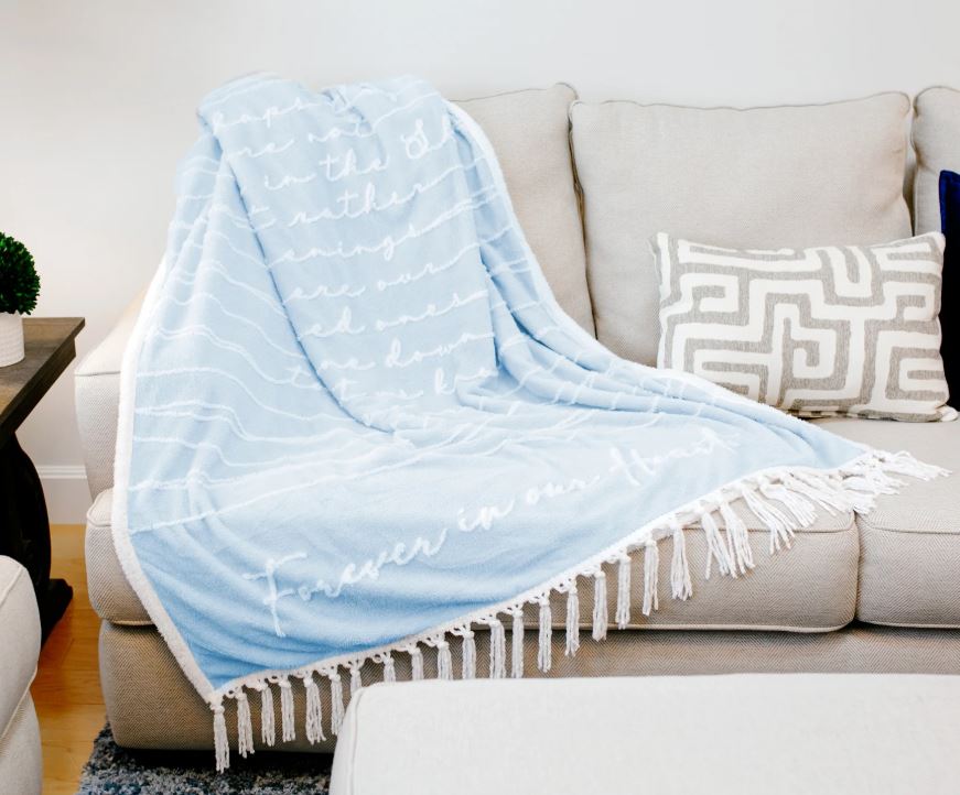 Light blue sympathy throw blanket