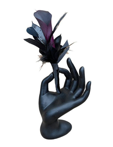 Goth Black Calla Lily Boutonniere