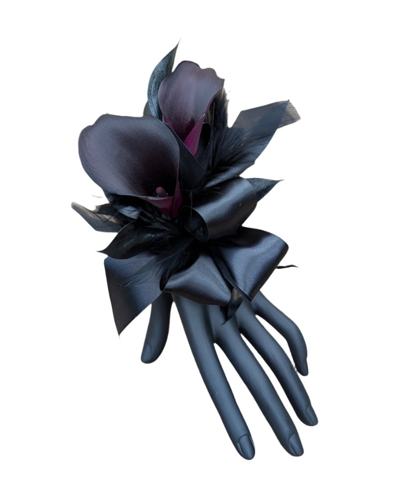 Goth Black Calla Lily Corsage