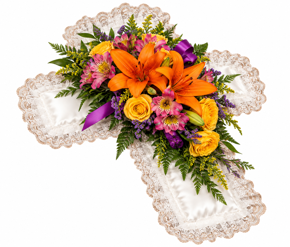 Garden Floral Satin Cross