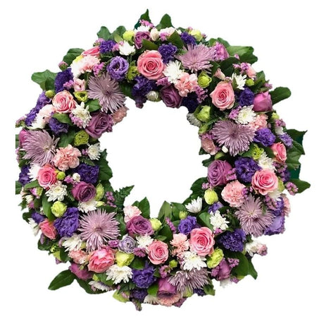 Guam Funeral Flower Wreath- Pinks and Purples