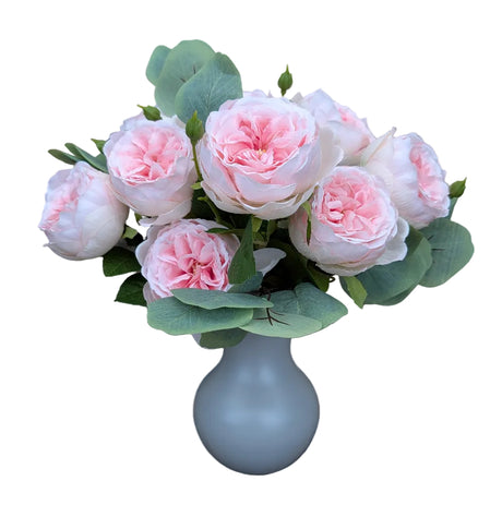 Pink Silk Garden Roses in vase