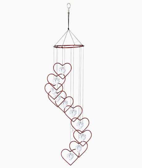 36" Red Crystal Heart Spiral Suncatcher Wind Chime