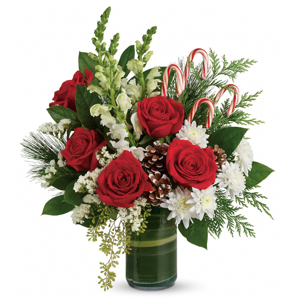 Red, Green and Candy Cane Bouquet - Deluxe