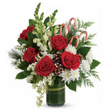 Red, Green and Candy Cane Bouquet - Deluxe