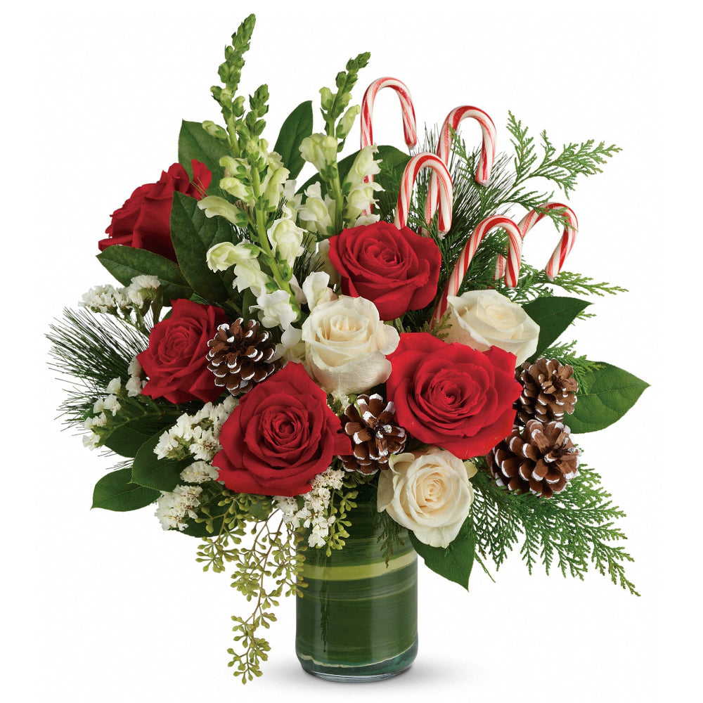 Red, Green and Candy Cane Bouquet - Premium