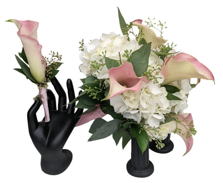 White Hydrangea & Calla Lily Prom Flower Package - Pink