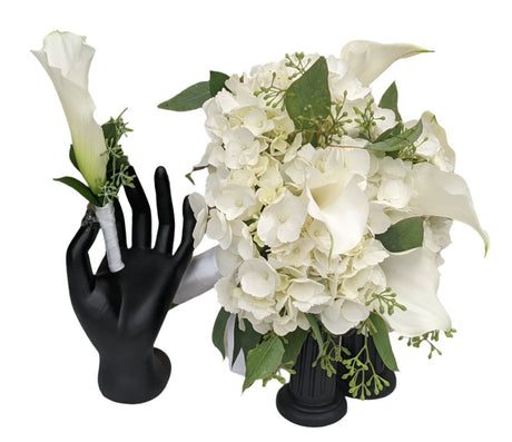 White Hydrangea & Calla Lily Prom Flower Package - White