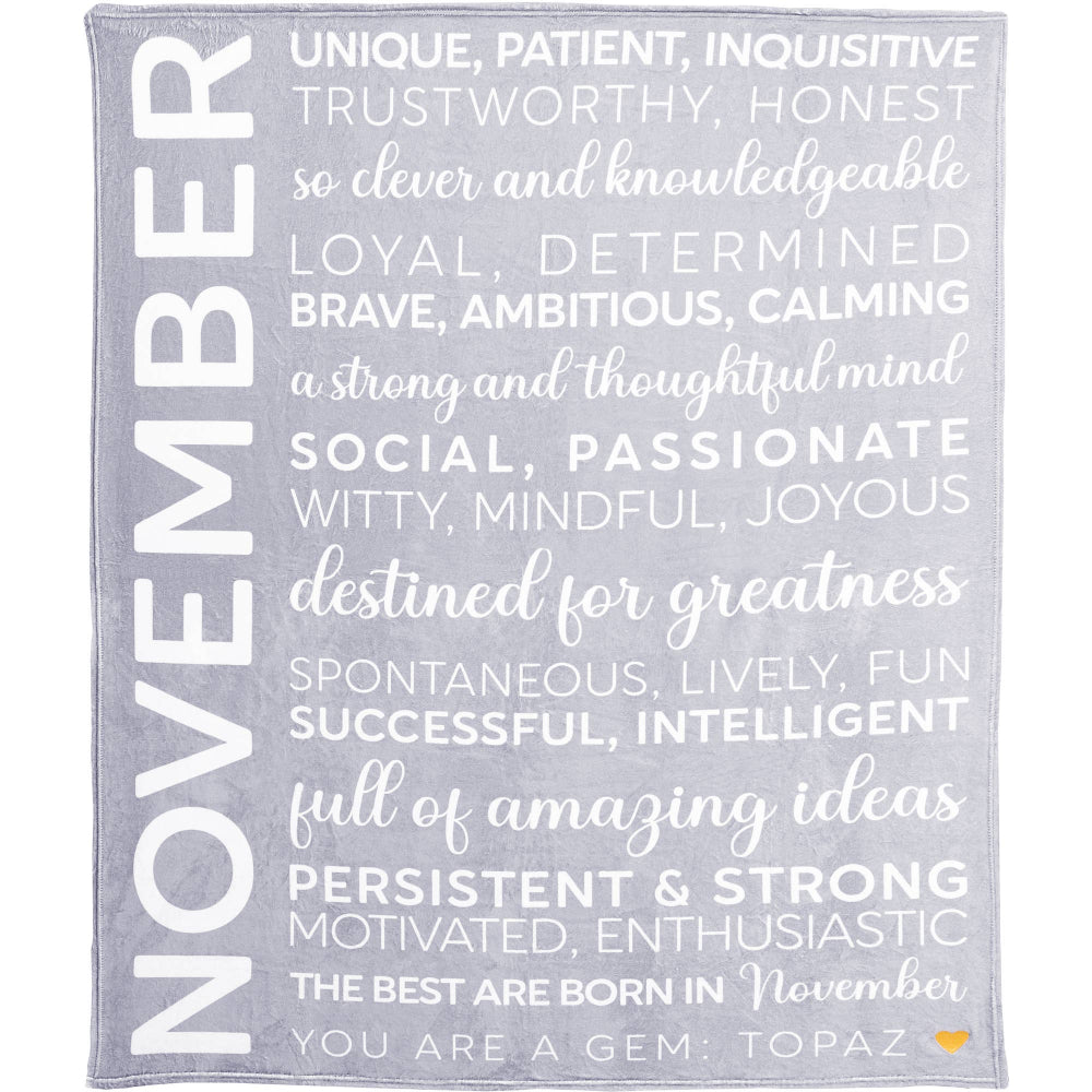 November Birthday Plush Blanket