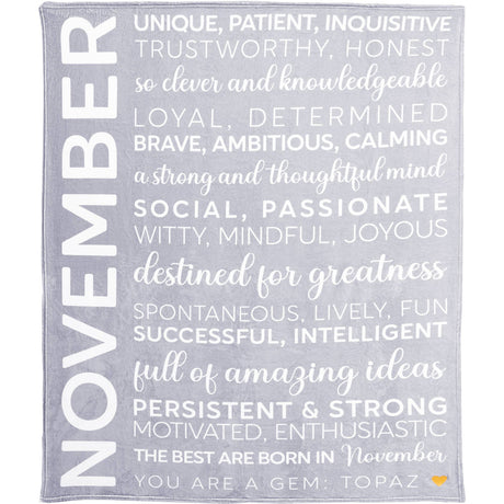 November Birthday Plush Blanket