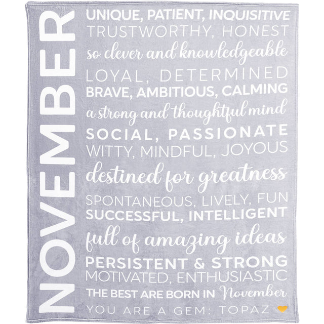 November Birthday Plush Blanket