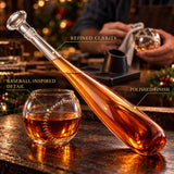 Baseball bat and ball themed glass decanter