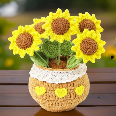 Crochet Sunflowers in Pot
