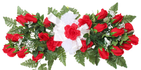 Artificial Cemetery Flower Spray - Red