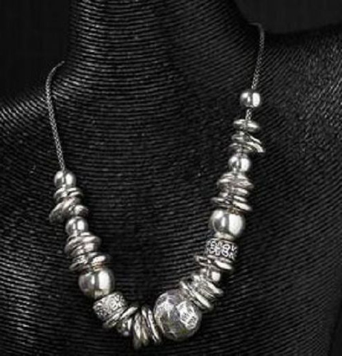 Silver Ball and Bead Necklace