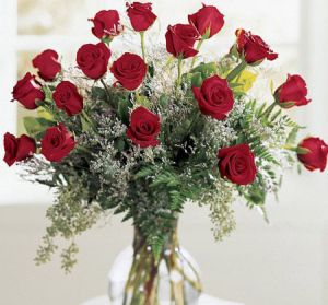18 Roses Arranged in Vase