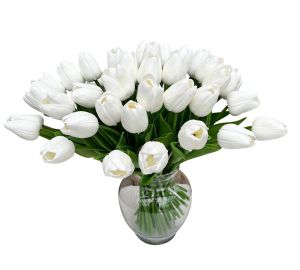 40 Stem Silk White Tulip Bouquet