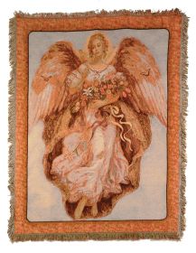 Angel with Roses Throw Blanket
