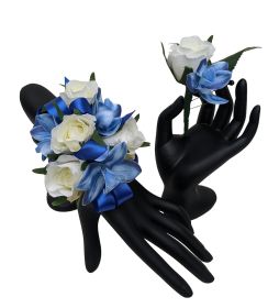 Blue and White Silk Flower Prom Package