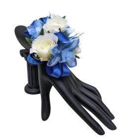 Blue and White Silk Flower Corsage