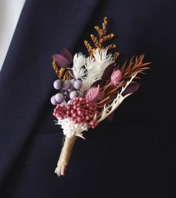 Burning Beauty Dried Flower Boutonniere