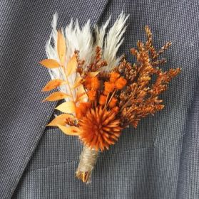 Burnt Orange Dried Flower Boutonniere