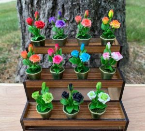 Handmade Mini Roses in Pot