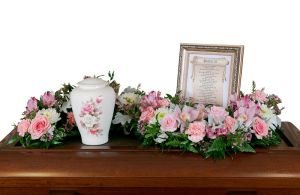 Pink and White Flower Urn Surround